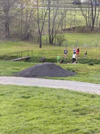 Playing in the creek. Probably the kids favorite part!