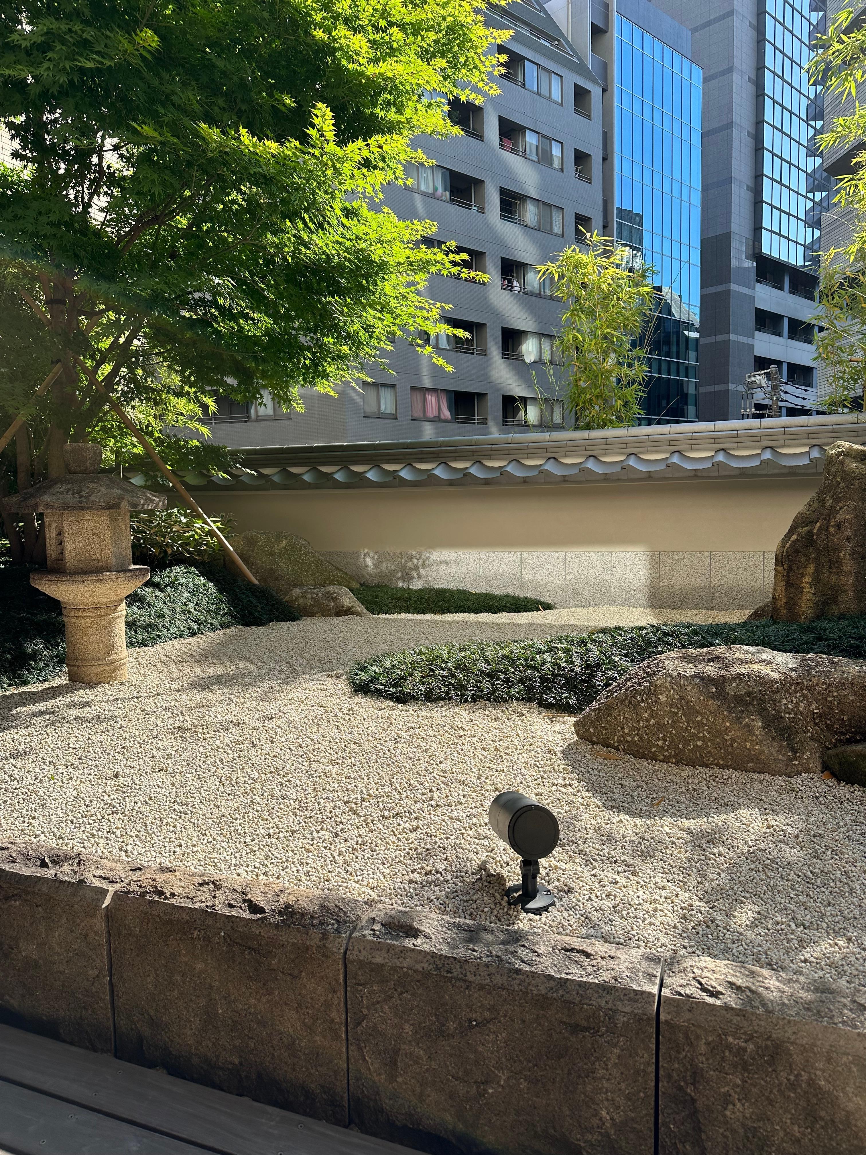 Zen garden at upper level 