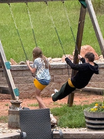 Swings in the back yard.