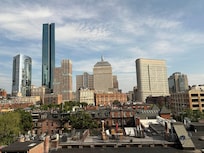 Spectacular views from my bed on the 7th floor looking north at the Back Bay skyline!