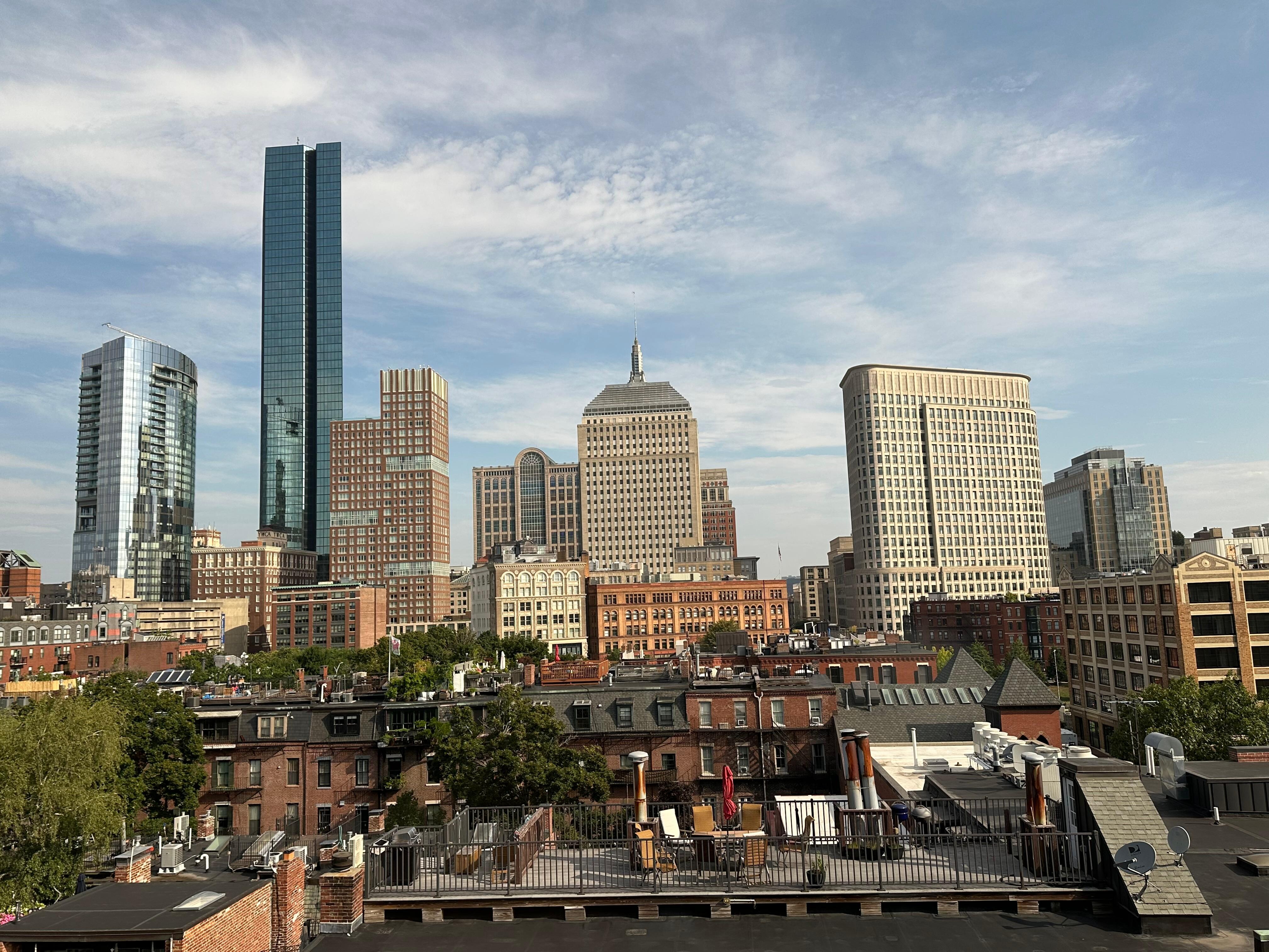 Spectacular views from my bed on the 7th floor looking north at the Back Bay skyline!