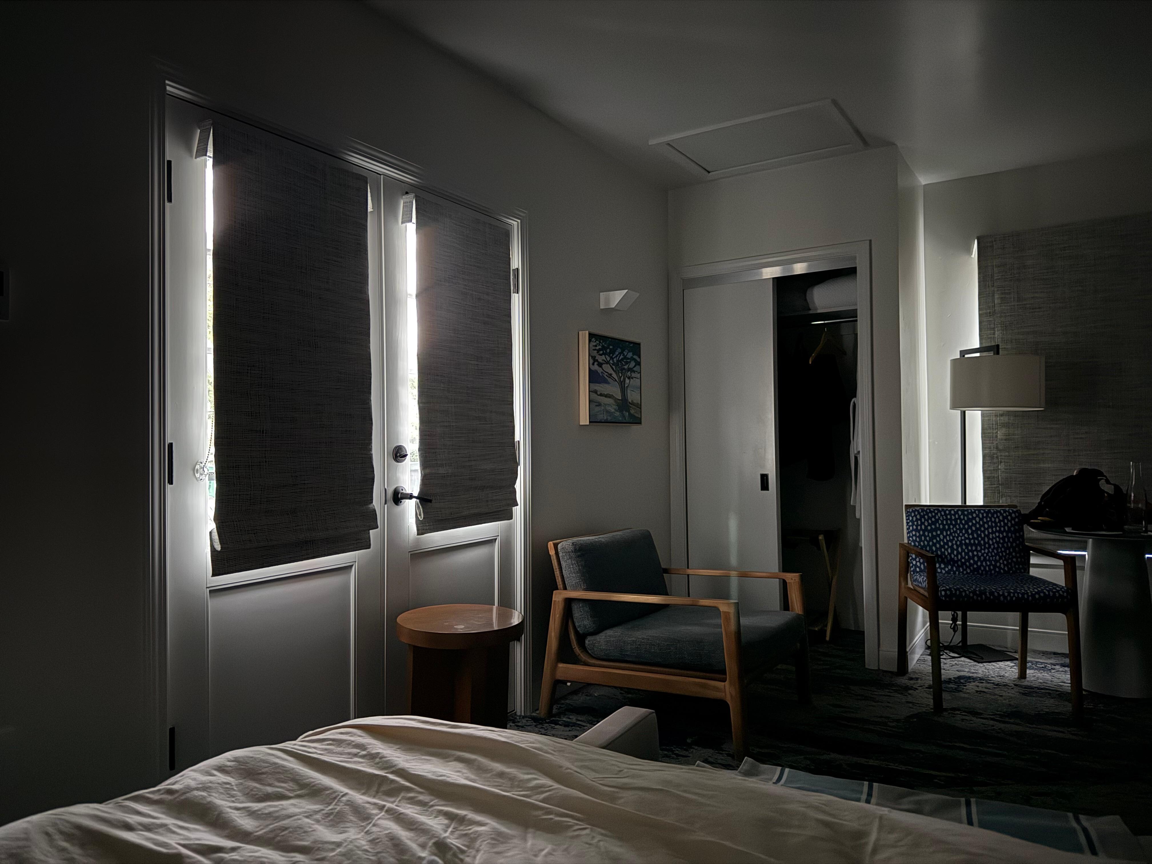 Window coverings do not block light, so there was an early wake-up call from the sun 
