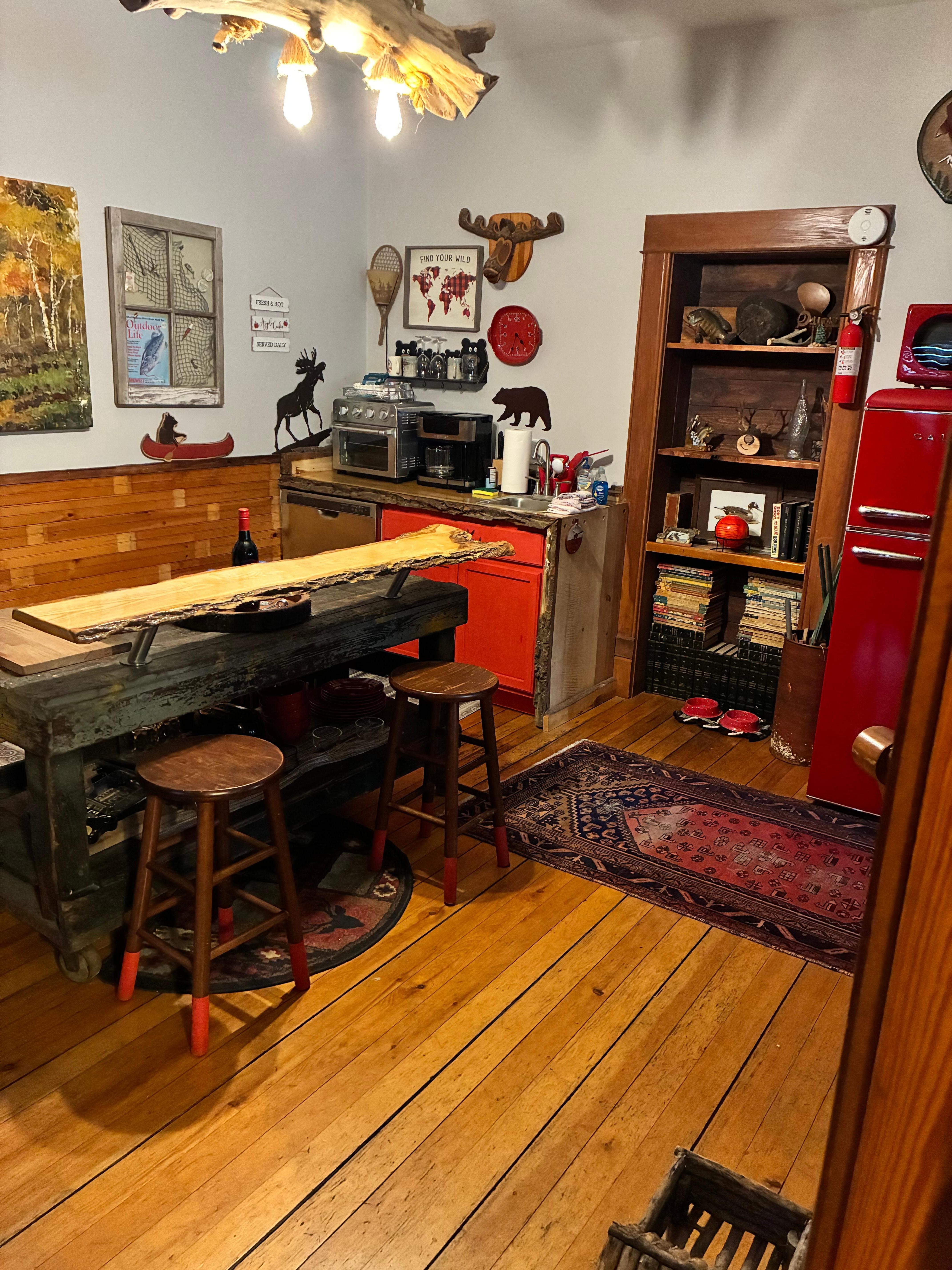 Kitchen area with unique decorations 