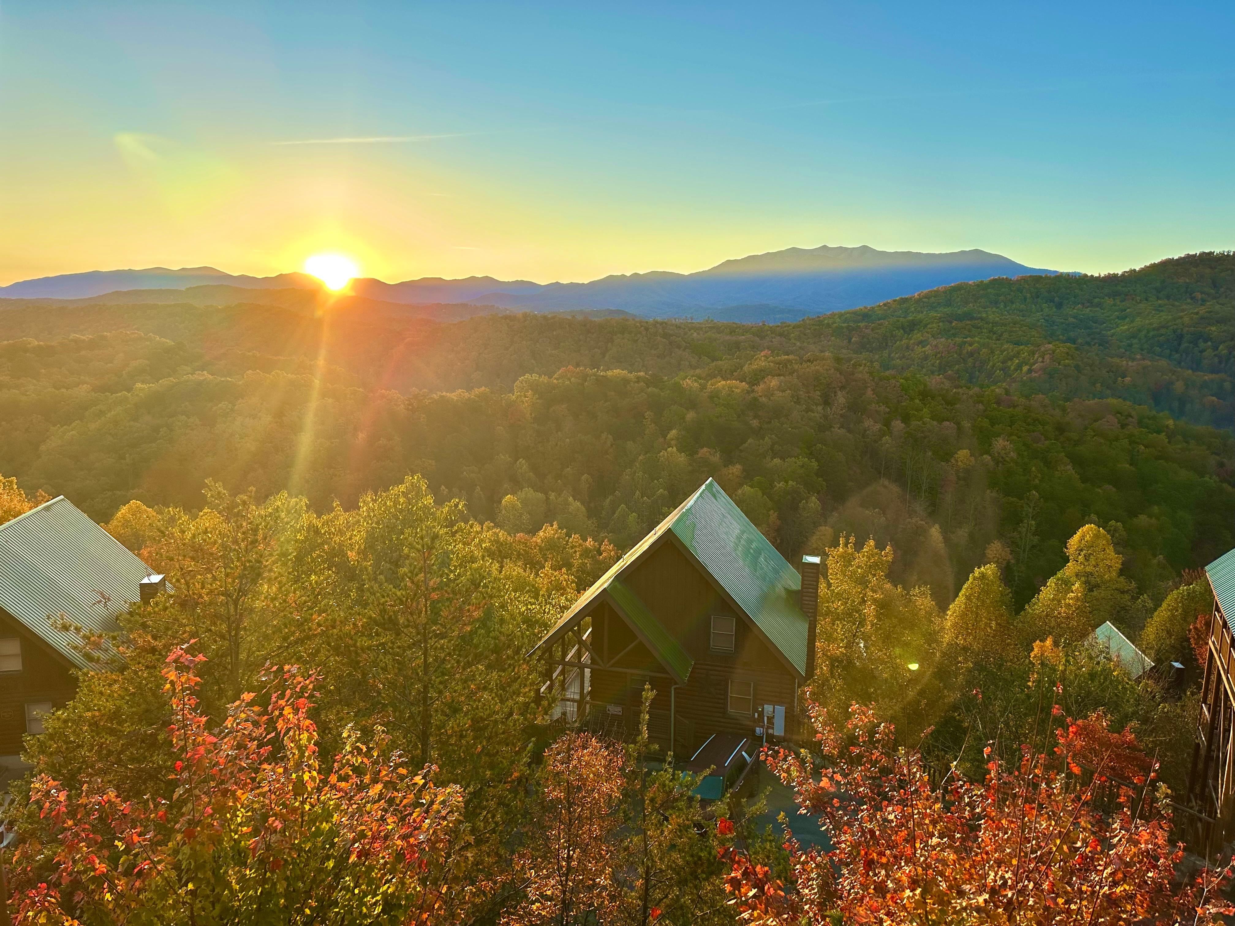 Sunrise coming up over mountain. Taken from the lower deck.