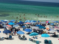Beach area in front of condo