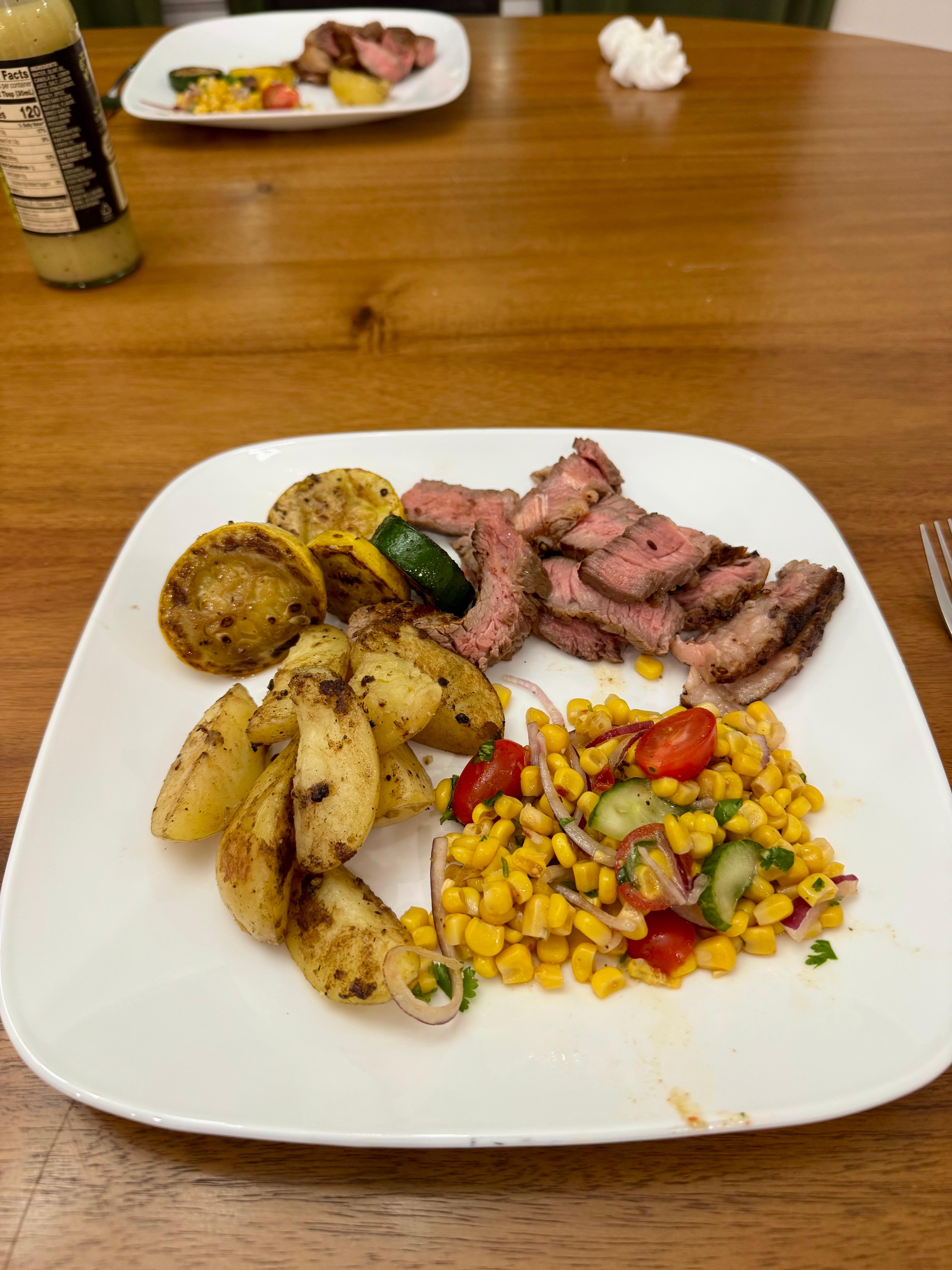 Steak cooked on the Blackstone