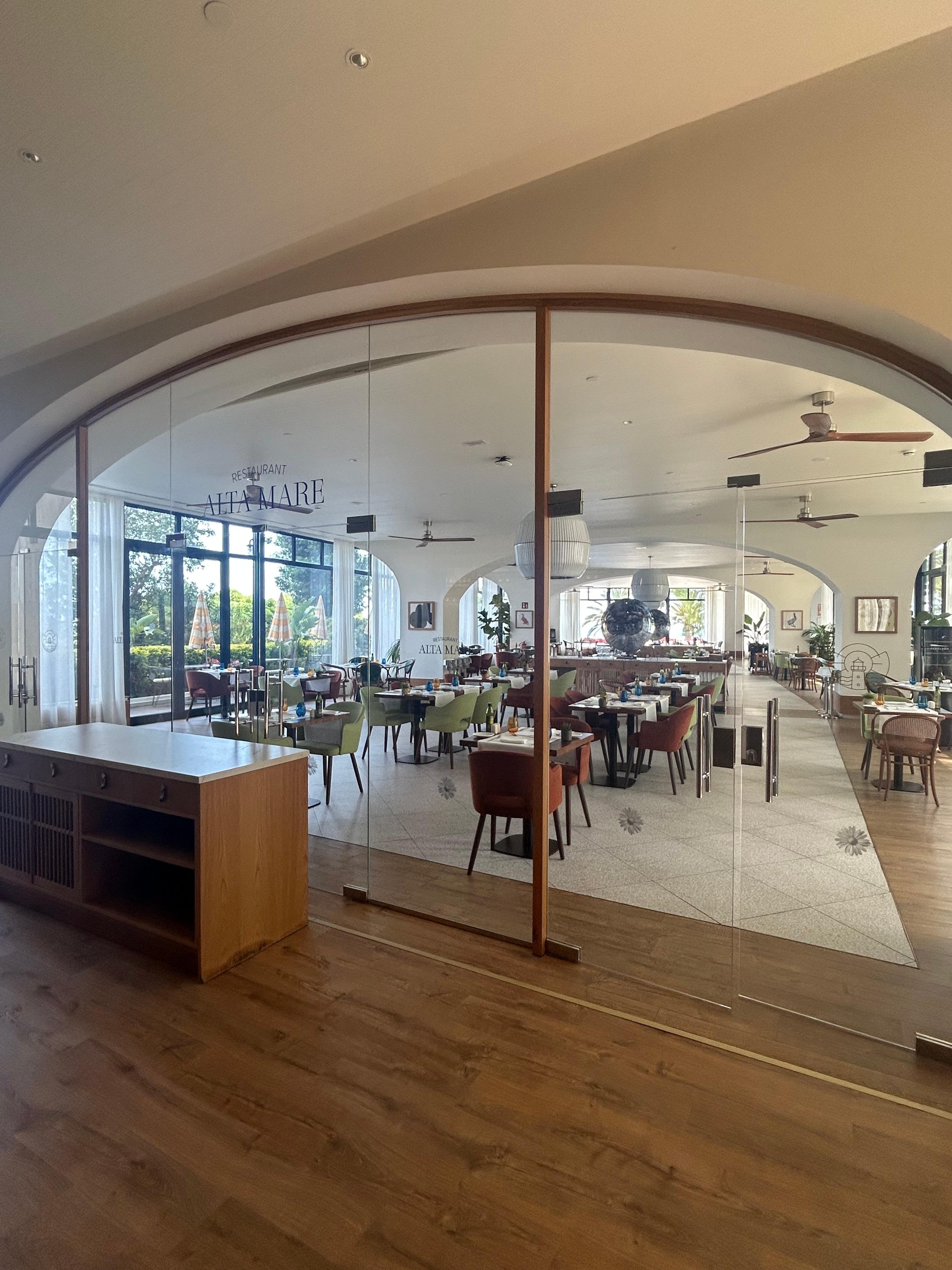 From bar into restaurant