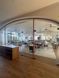From bar into restaurant