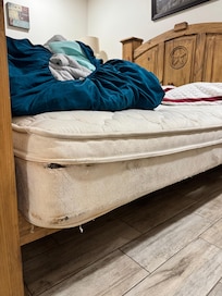 Broken bed was also stained badly