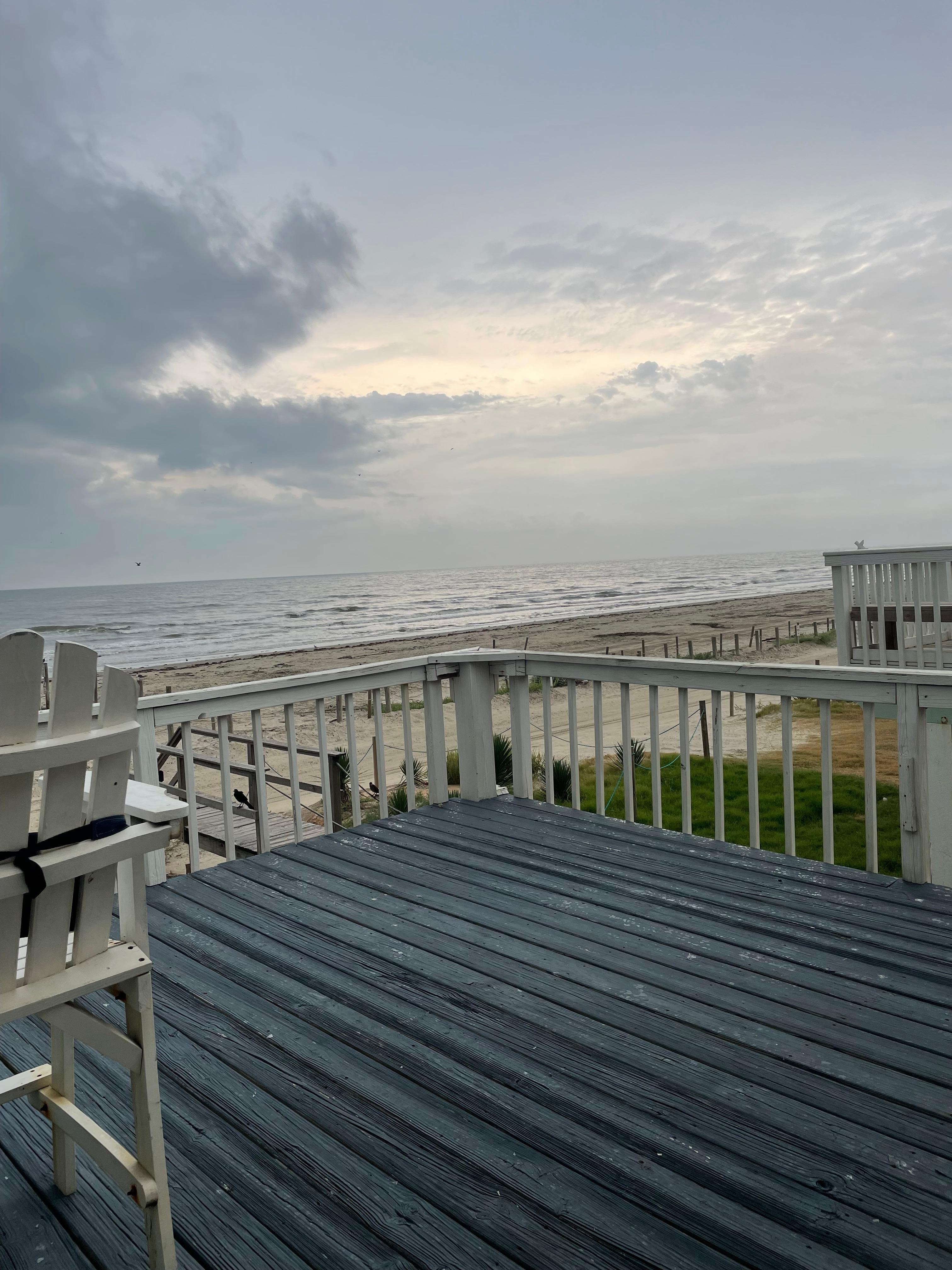 Beautiful morning before the rain.  The deck offers a serene and peaceful spot for coffee and quiet time!