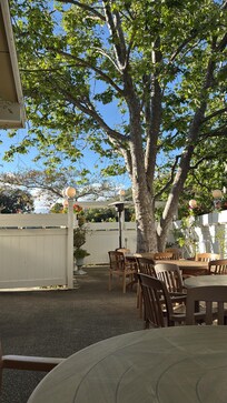 At the garden area.
