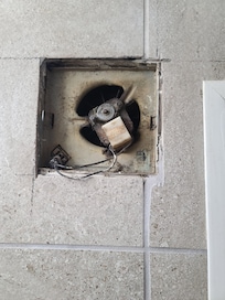 Bathroom exhaust fan cover was missing and it was unplugged because it was SOOOO loud.