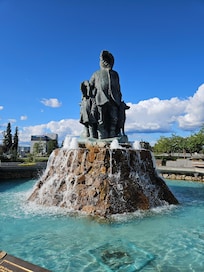 Staue along river walk