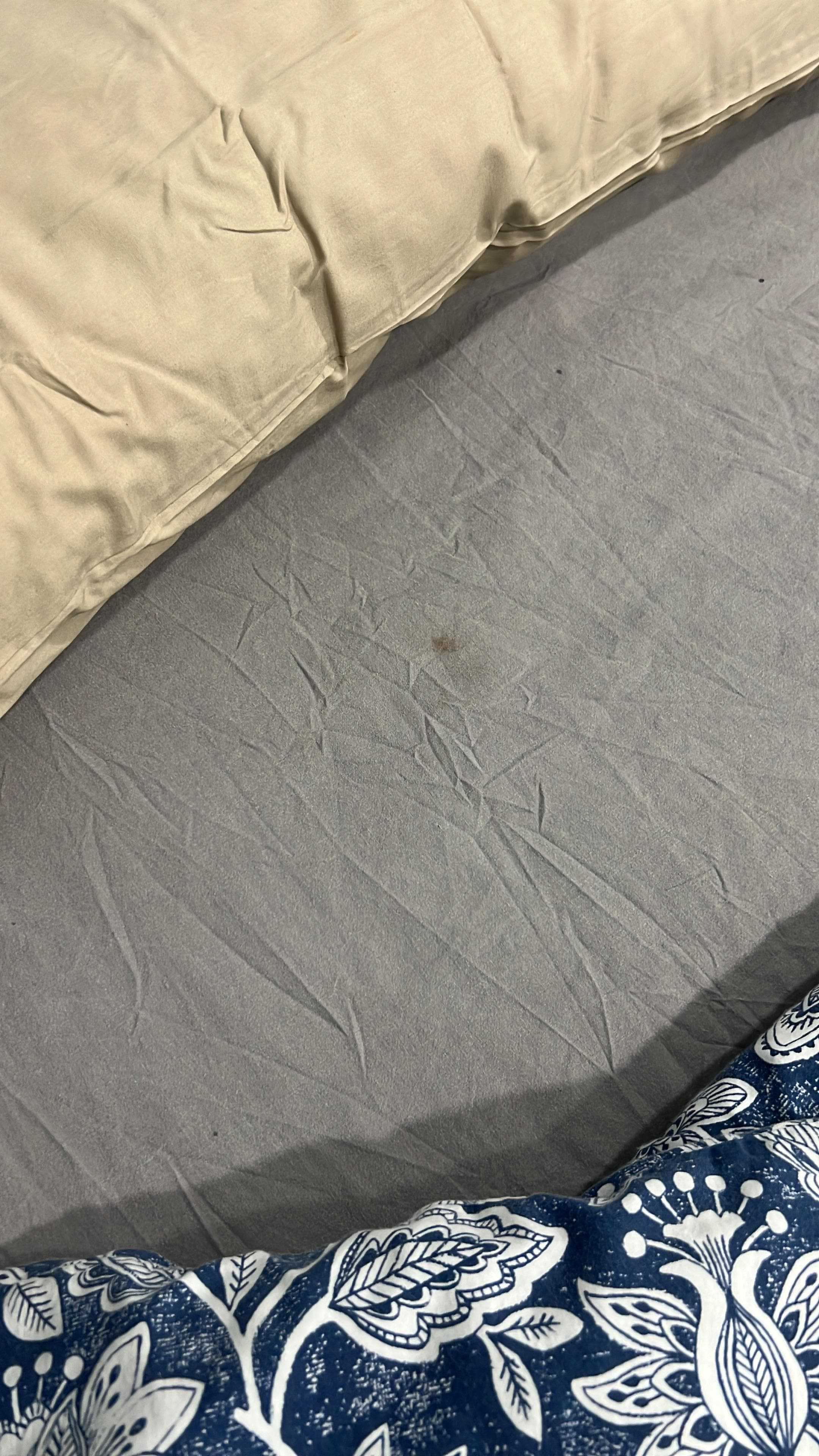 Dirty stained and disgusting bed sheets 