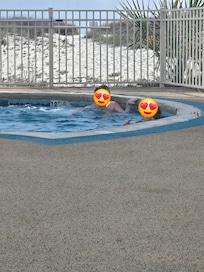 Enjoying the pool, though it was chilly! 💜