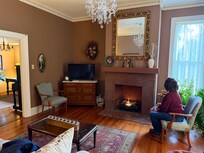 Very cozy, comfortable living room.