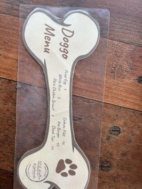 Dog menu at the restaurant.