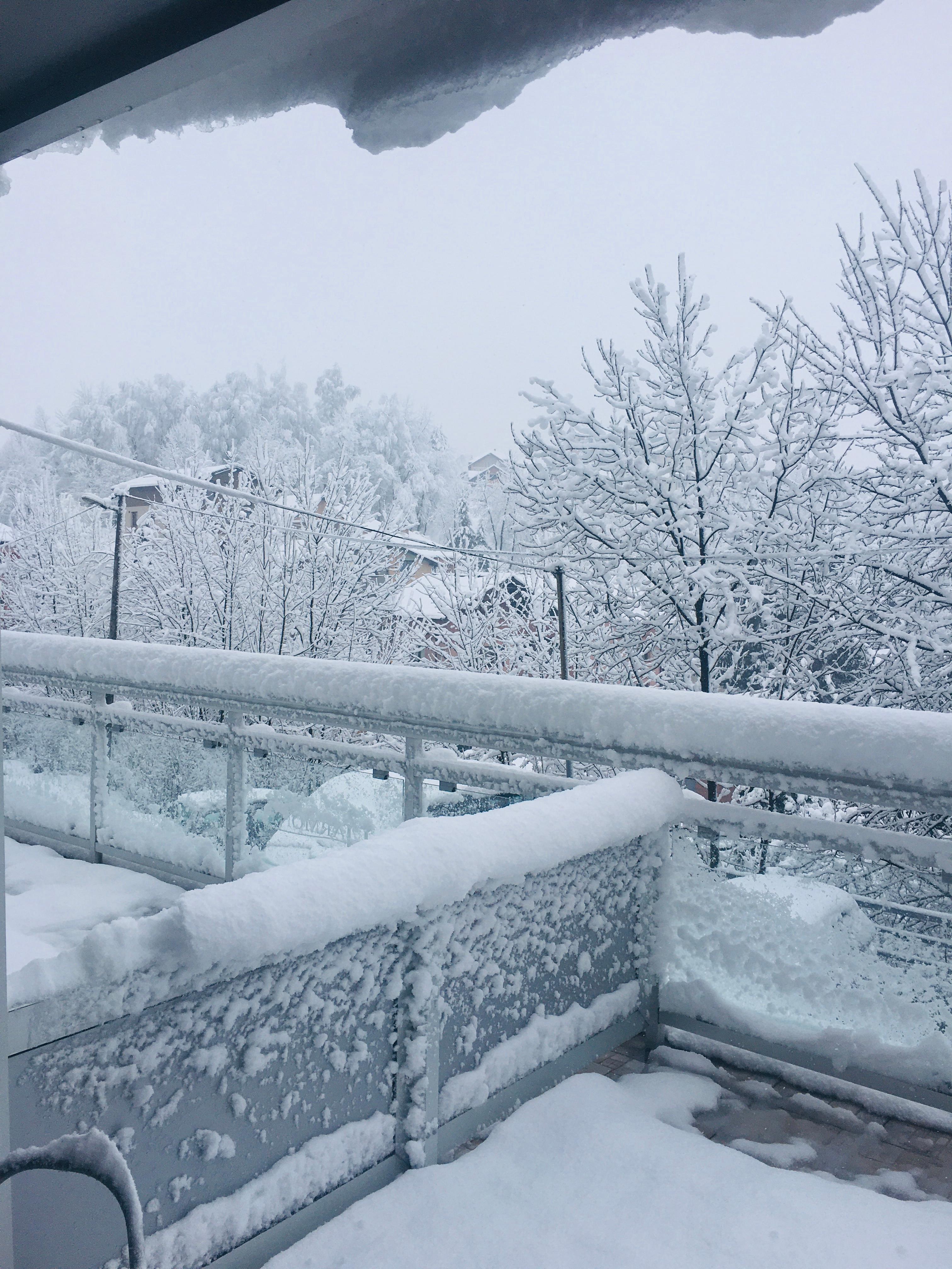 Snow day view from balcony 