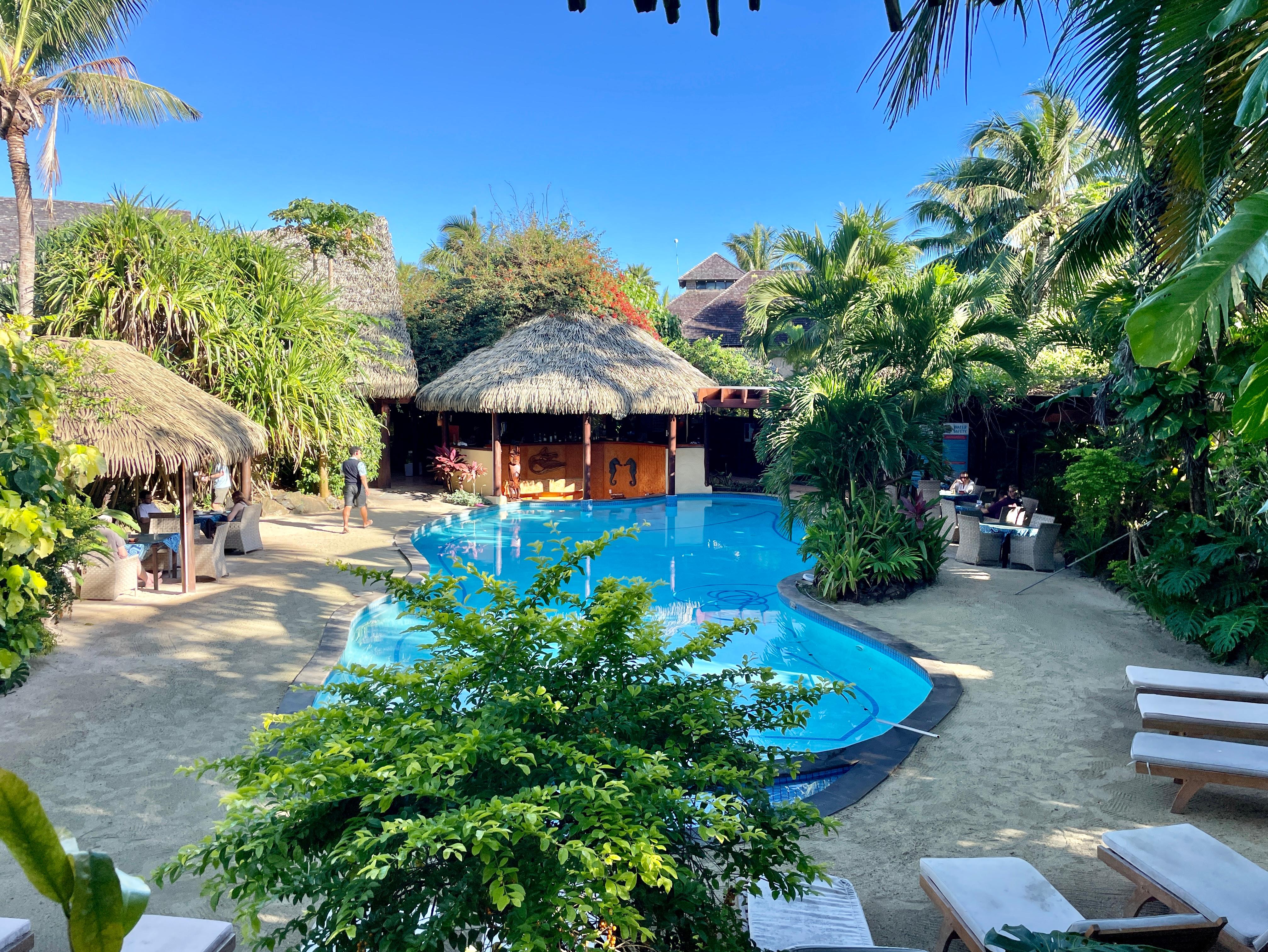 Resort pool and overflow breakfast dining area