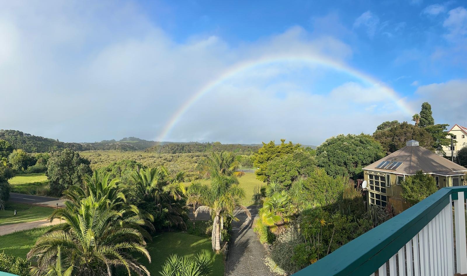 Pic from the deck after a passing rain shower.  Can’t have rainbows without a little rain.
