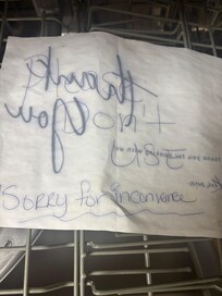 Better picture of the note.