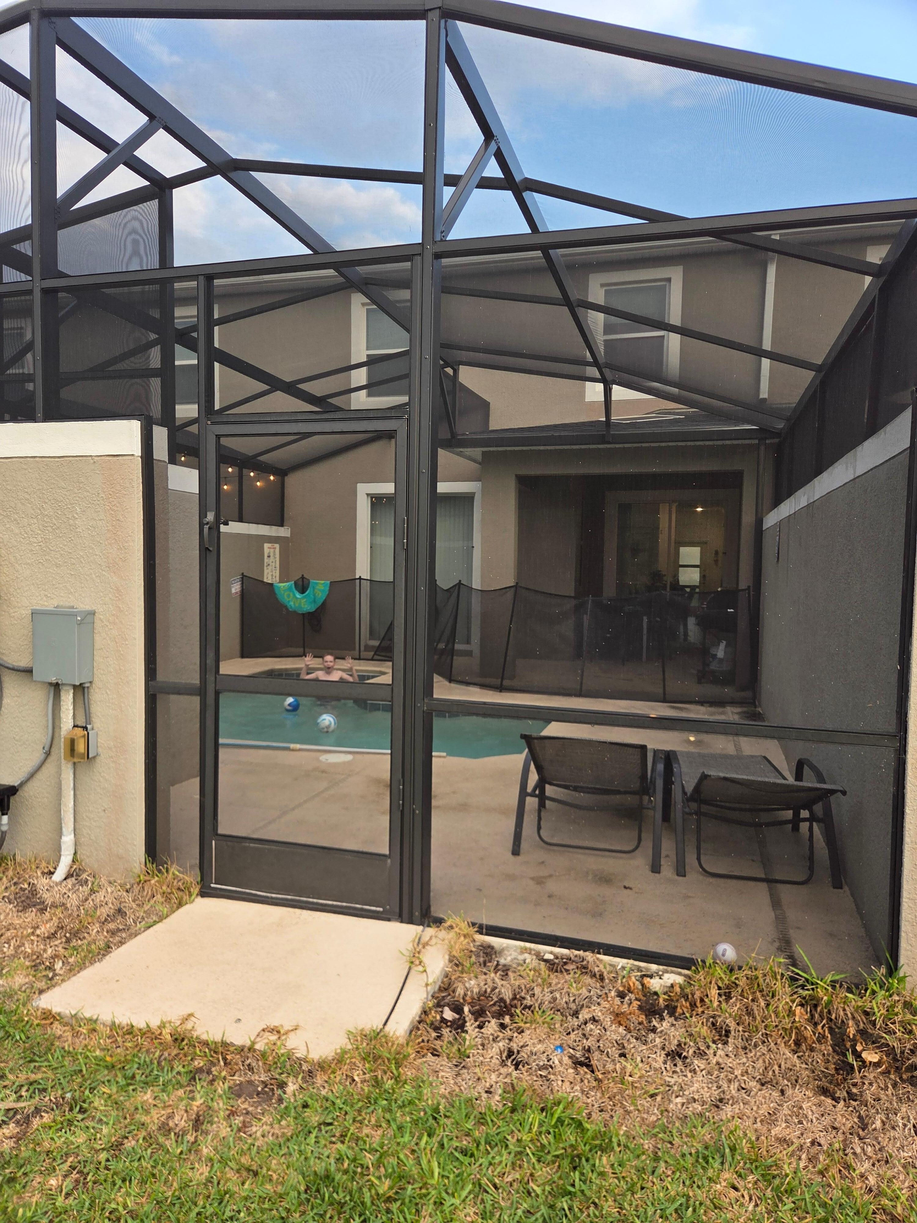 Outer view of the backyard area/pool