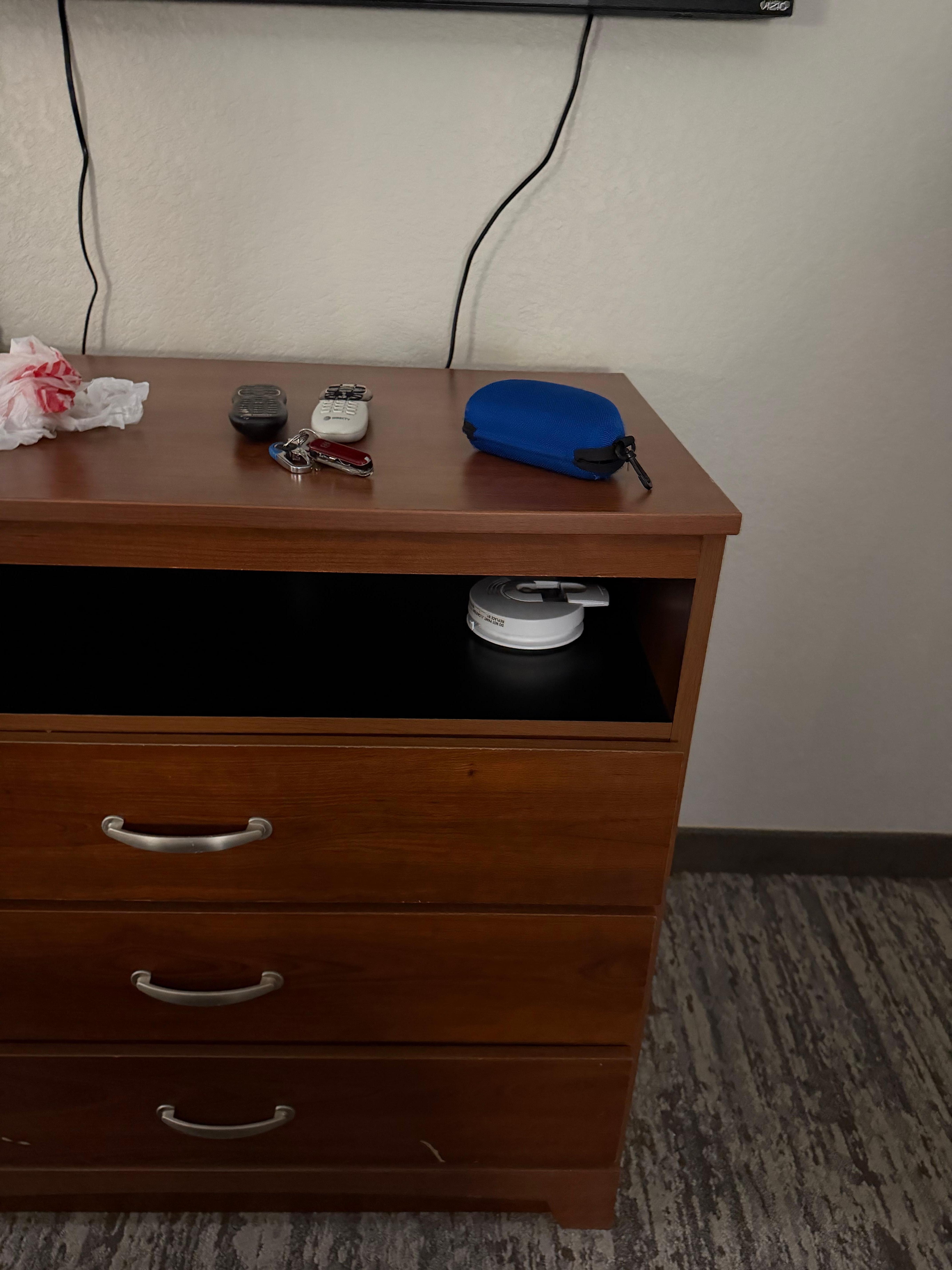 It was in this area of the chest of drawers 