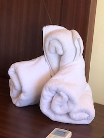 お部屋の掃除では毎回違う動物のタオルアートを置いてくれました
