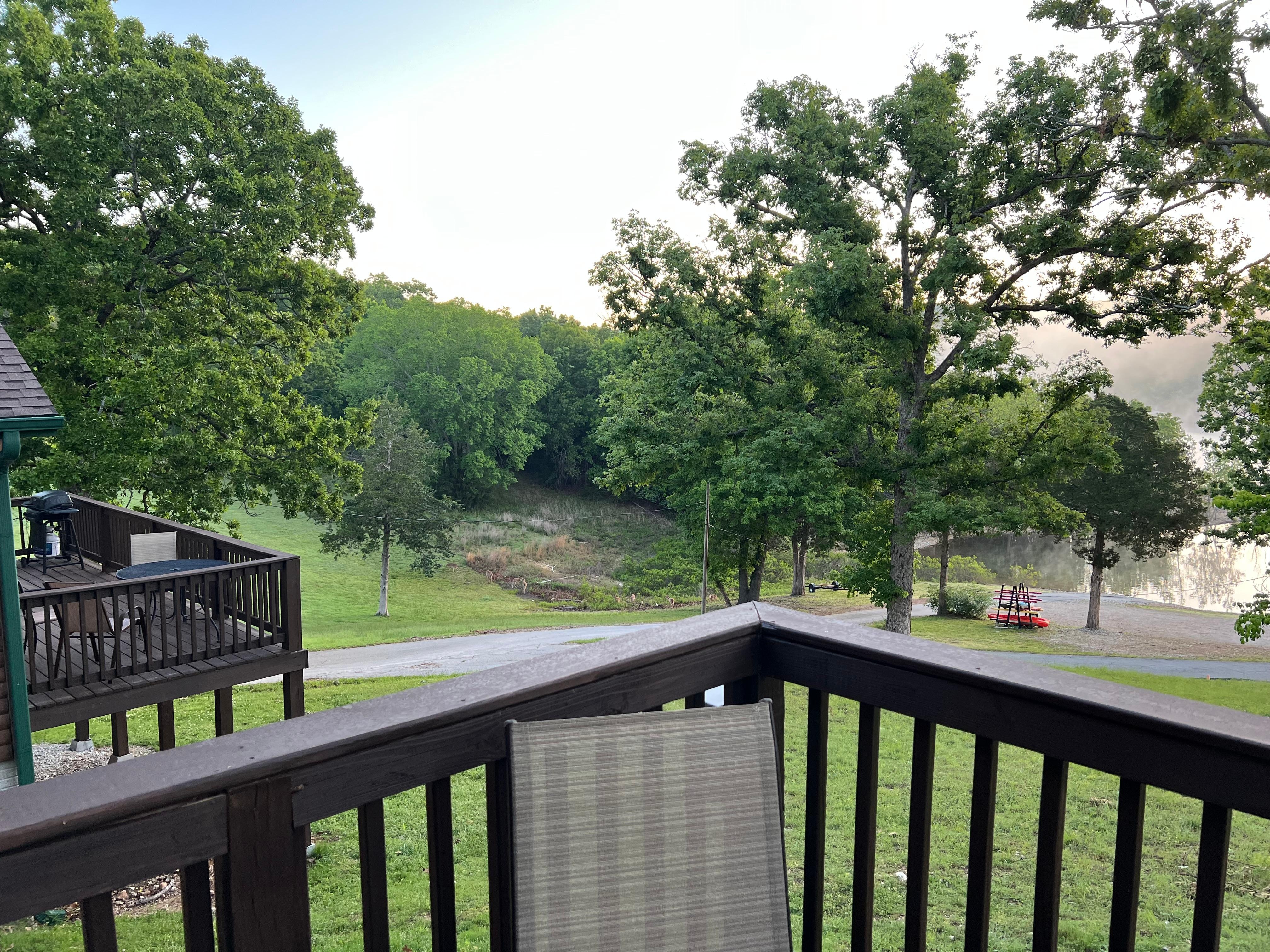 View to your left as looking out the back door.