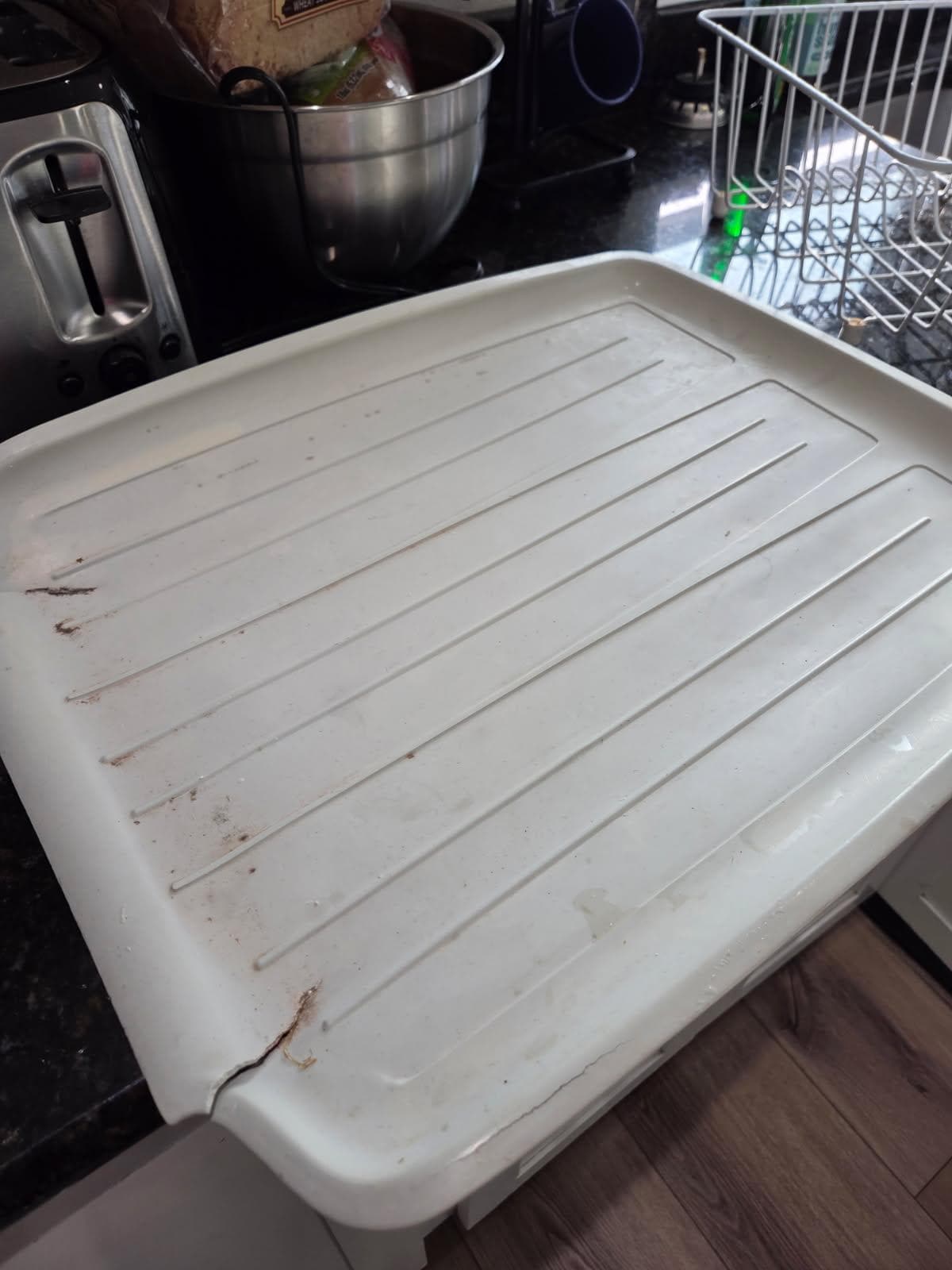 Dirty dish rack to use since dishwasher didn't work