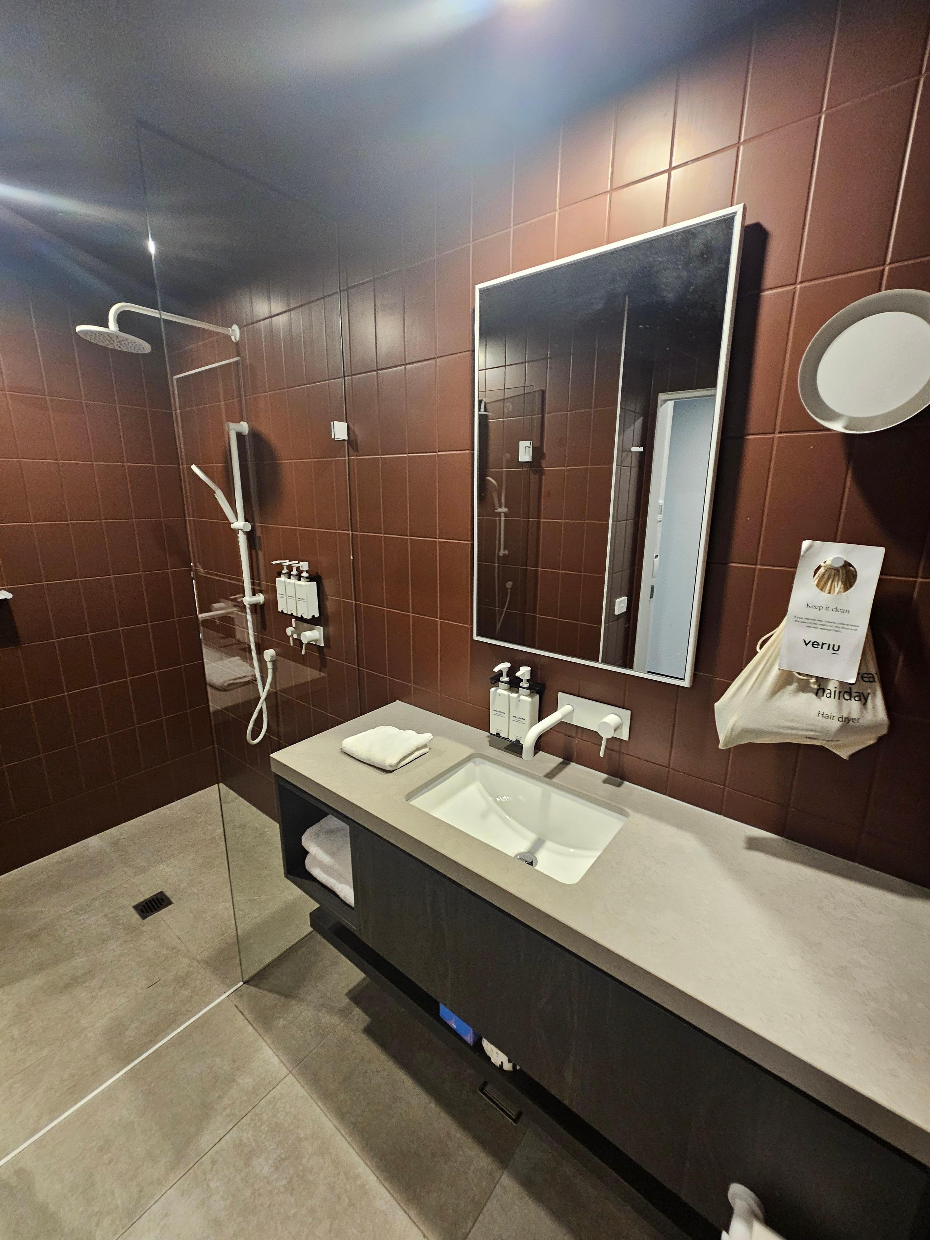 Toilet area and shower.