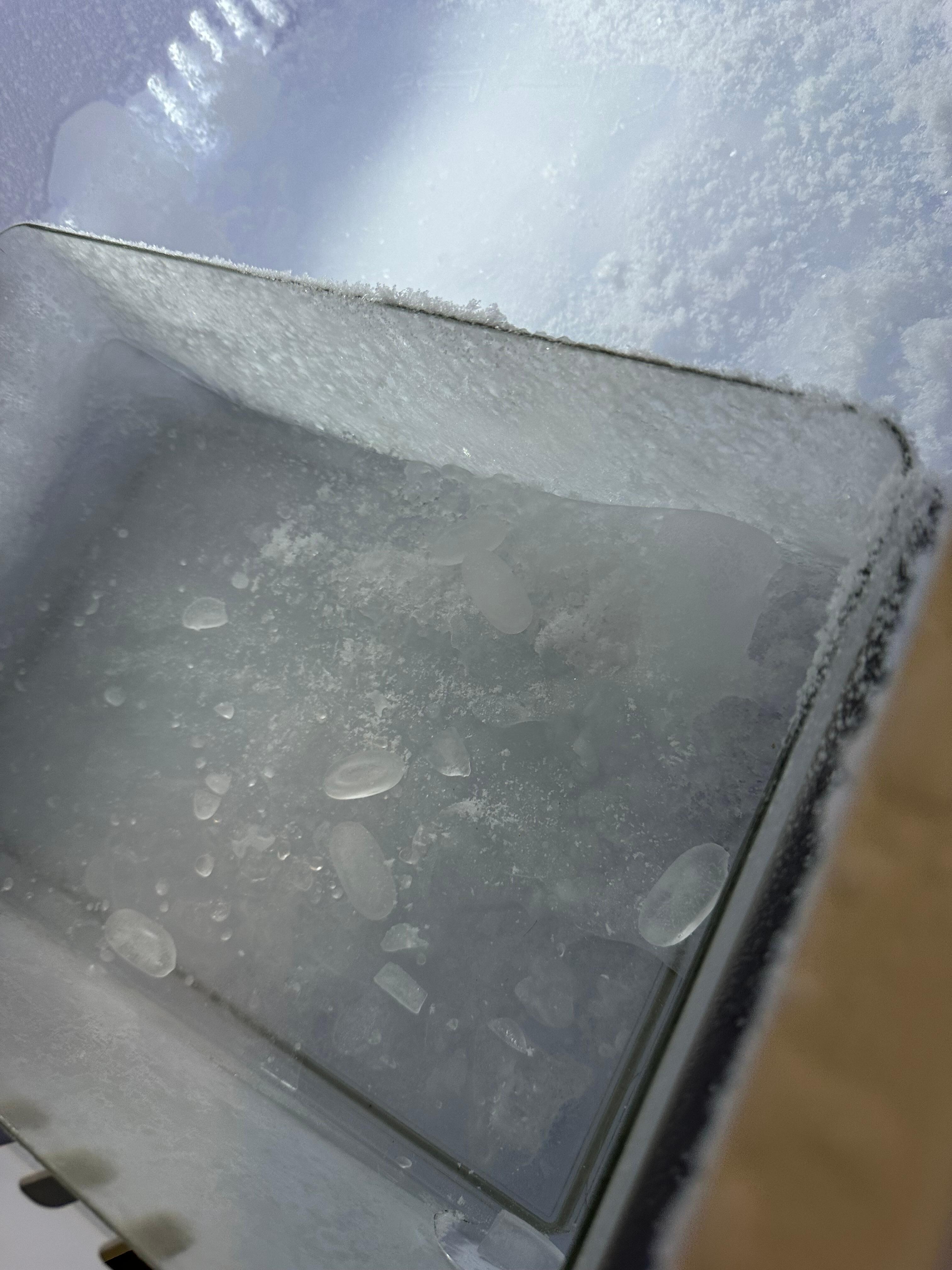 Ice frozen freezer. 