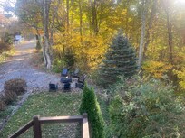 Side driveway w/firepit