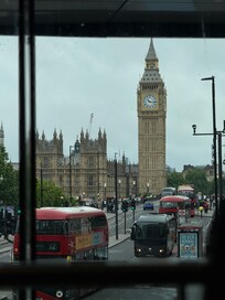 View of Big Ben and Westminster church from the Breakfast hall of hotel