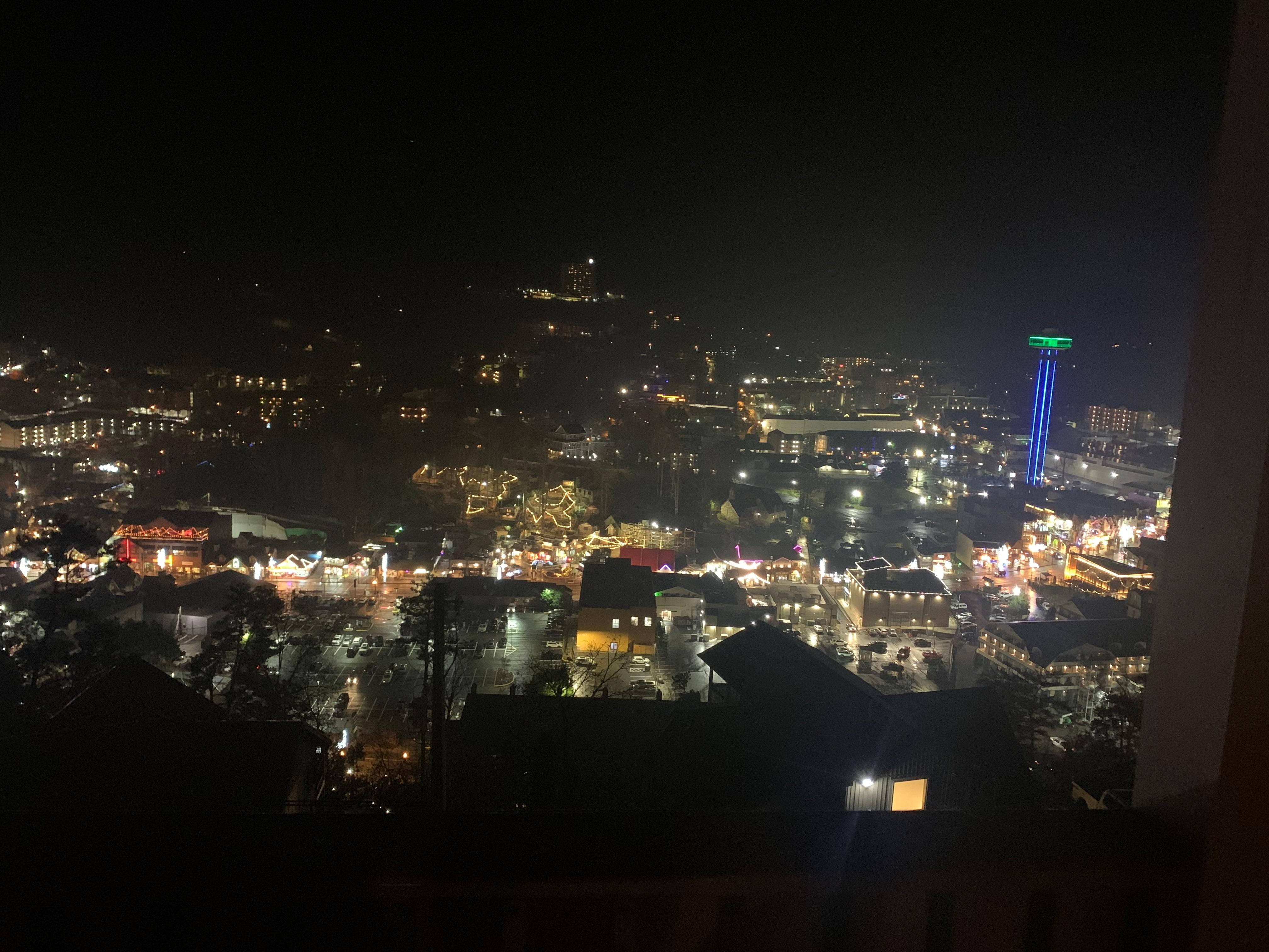 Beautiful nighttime view of Gatlinburg 
