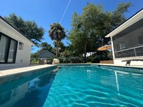 Morning coffee in the pool was a daily tradition.