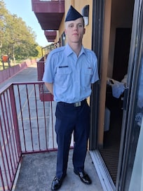 Our new Airman on the balcony.