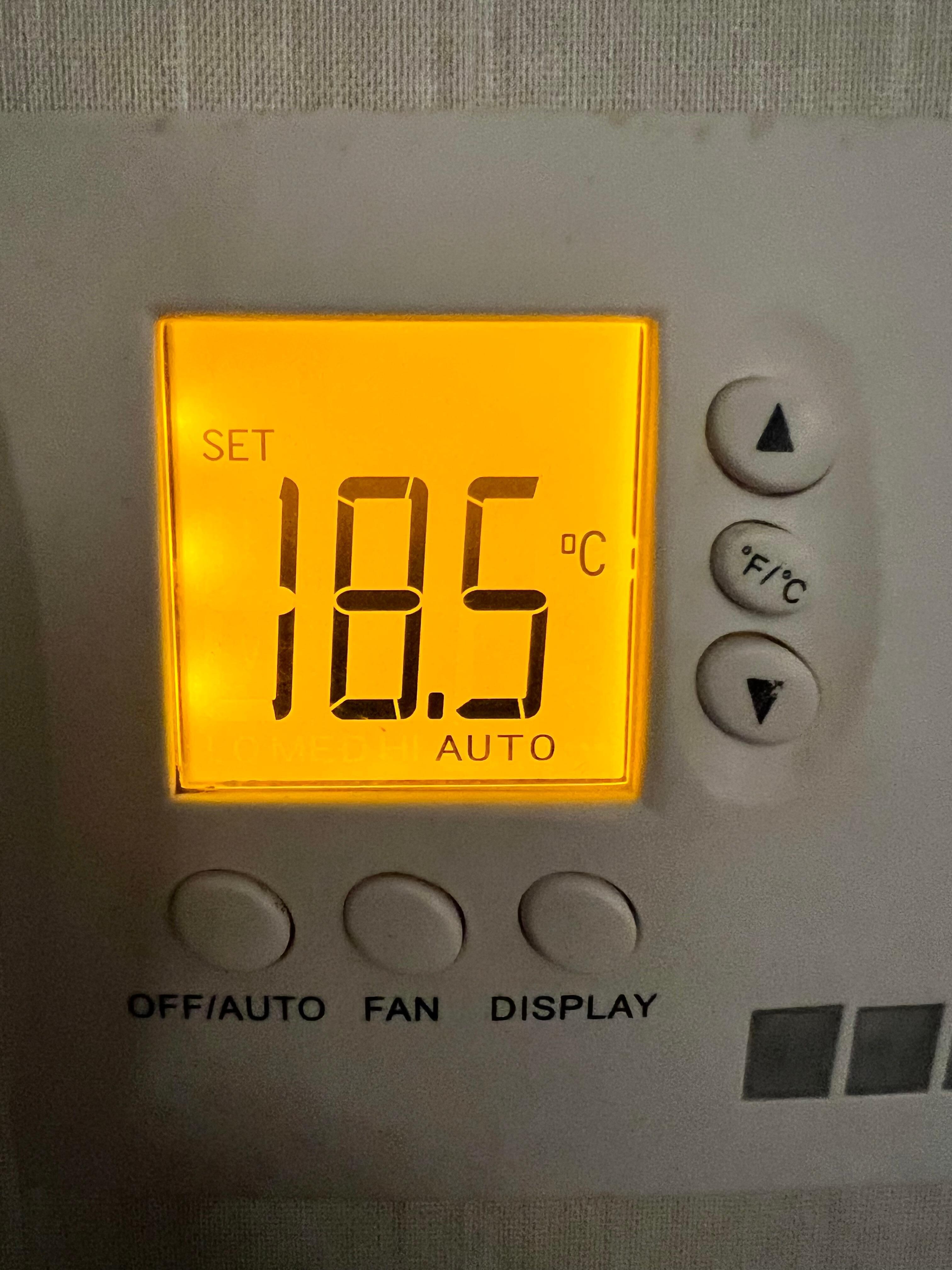 Set to 18.5°C