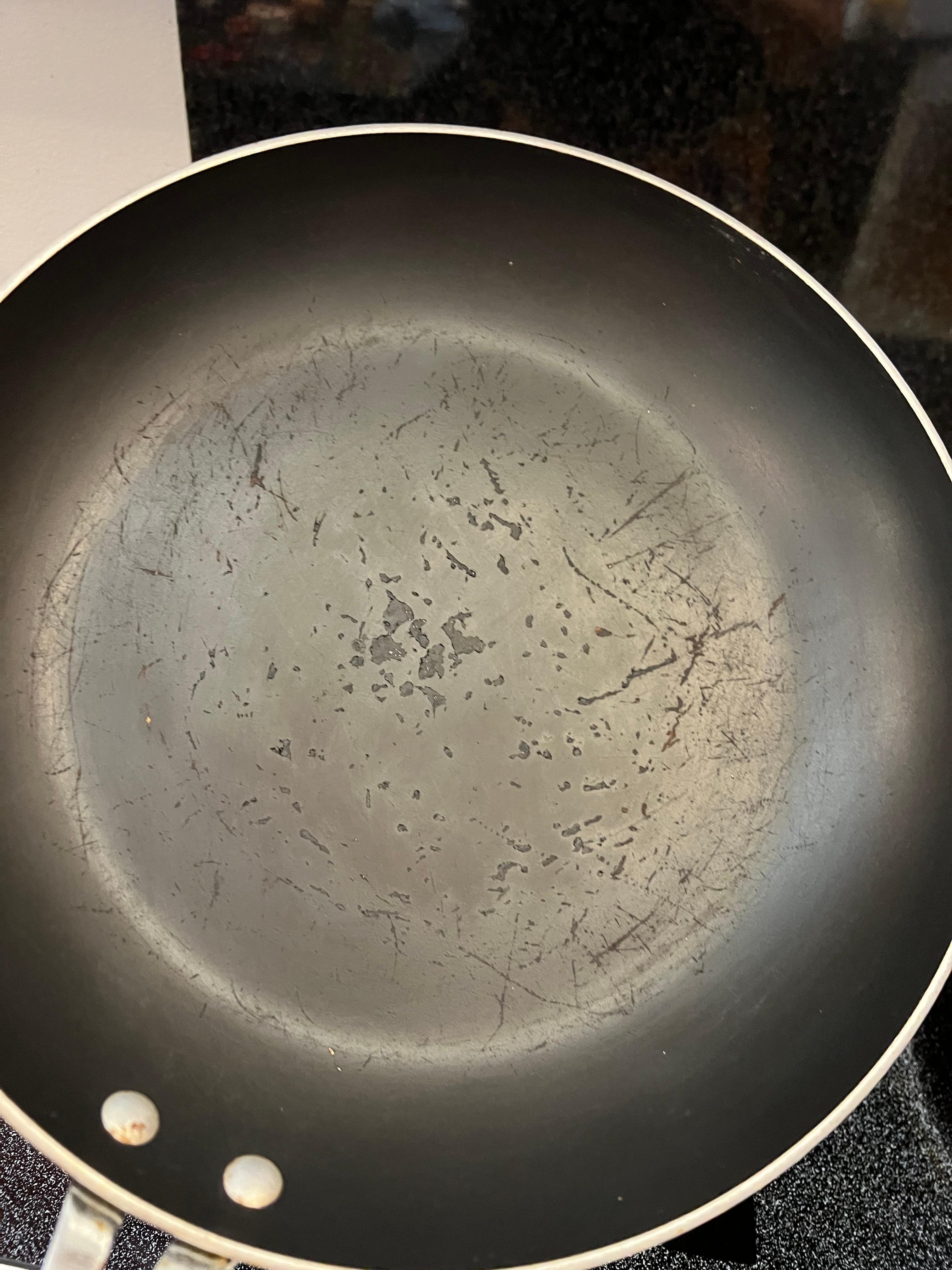 Pans were cheap and scratched up