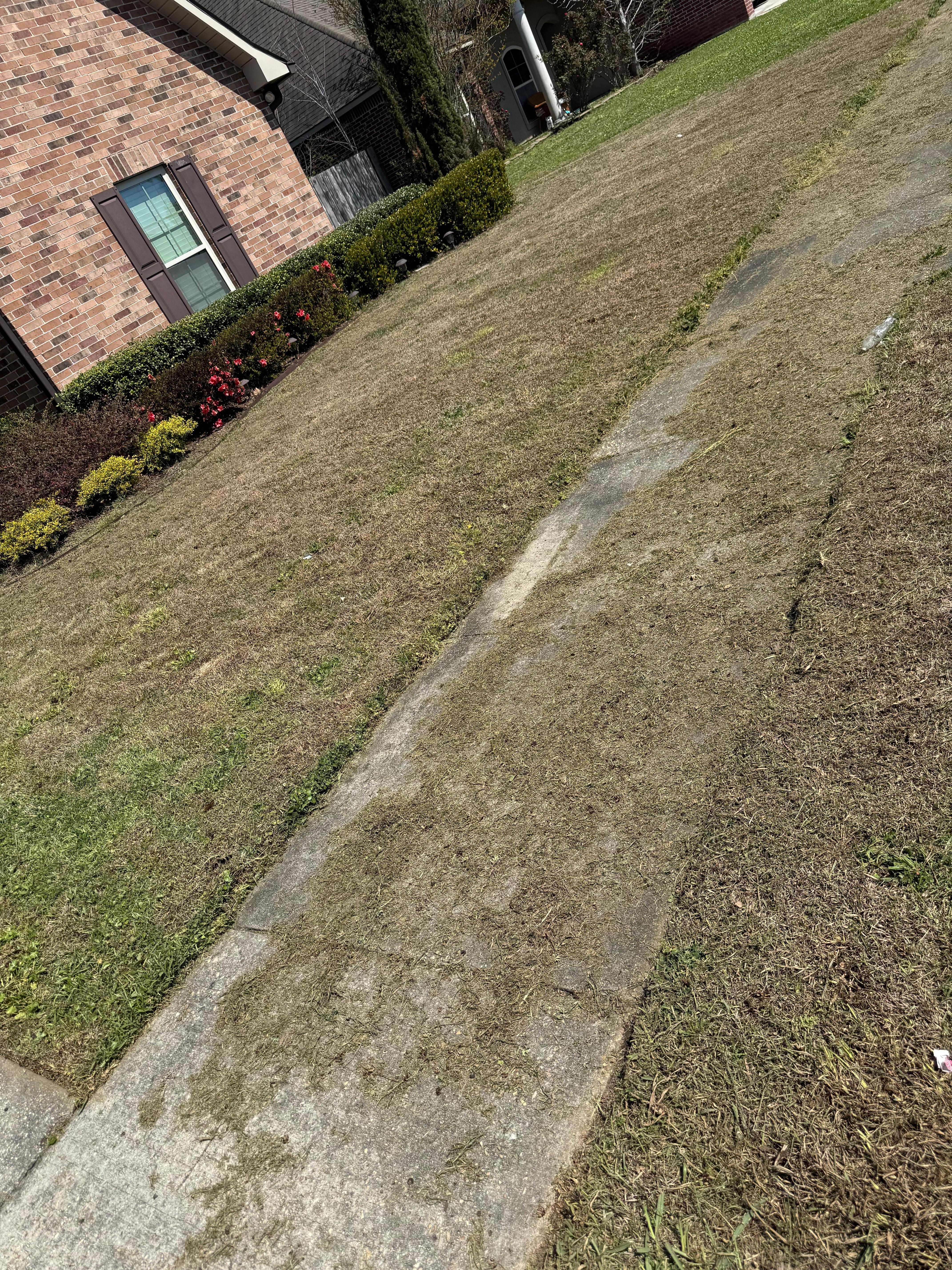 Grass clippings left all over. 