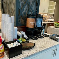 Coffee on-time every morning, and a bowl of fruit, sometimes with naval oranges