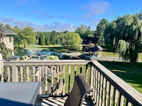 private deck overlooking the yard.