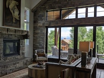 The living room, looking toward the deck