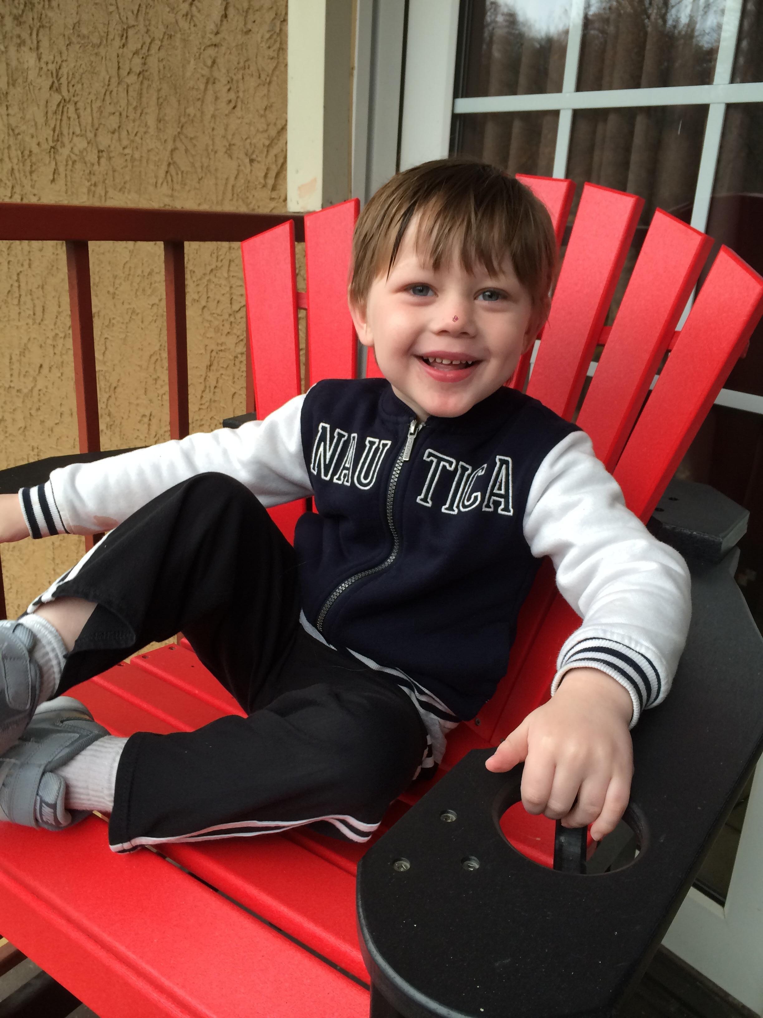 My son relaxing on his birthday