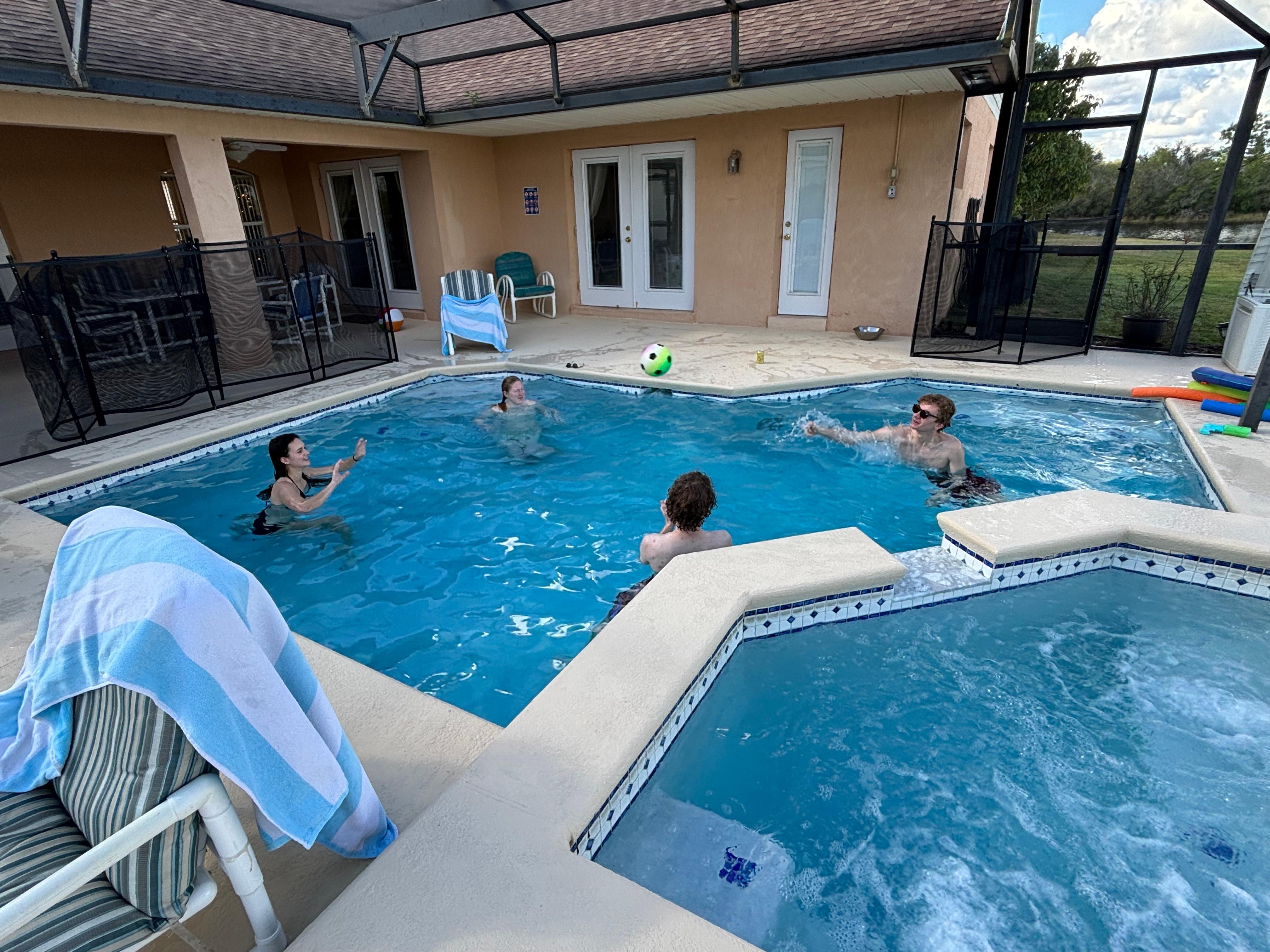 Fun relaxing in the pool.