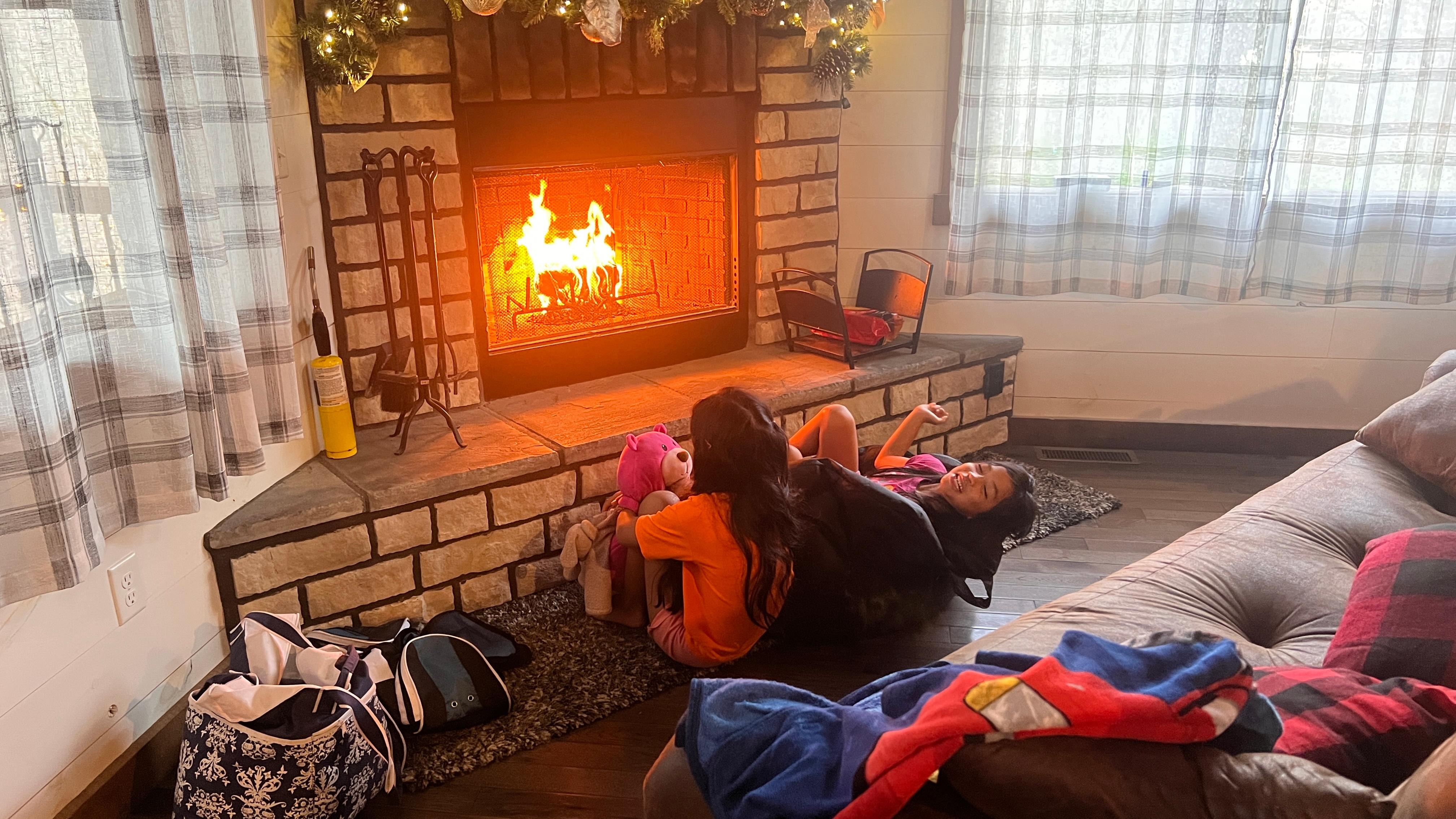 Wood fire place in the living room