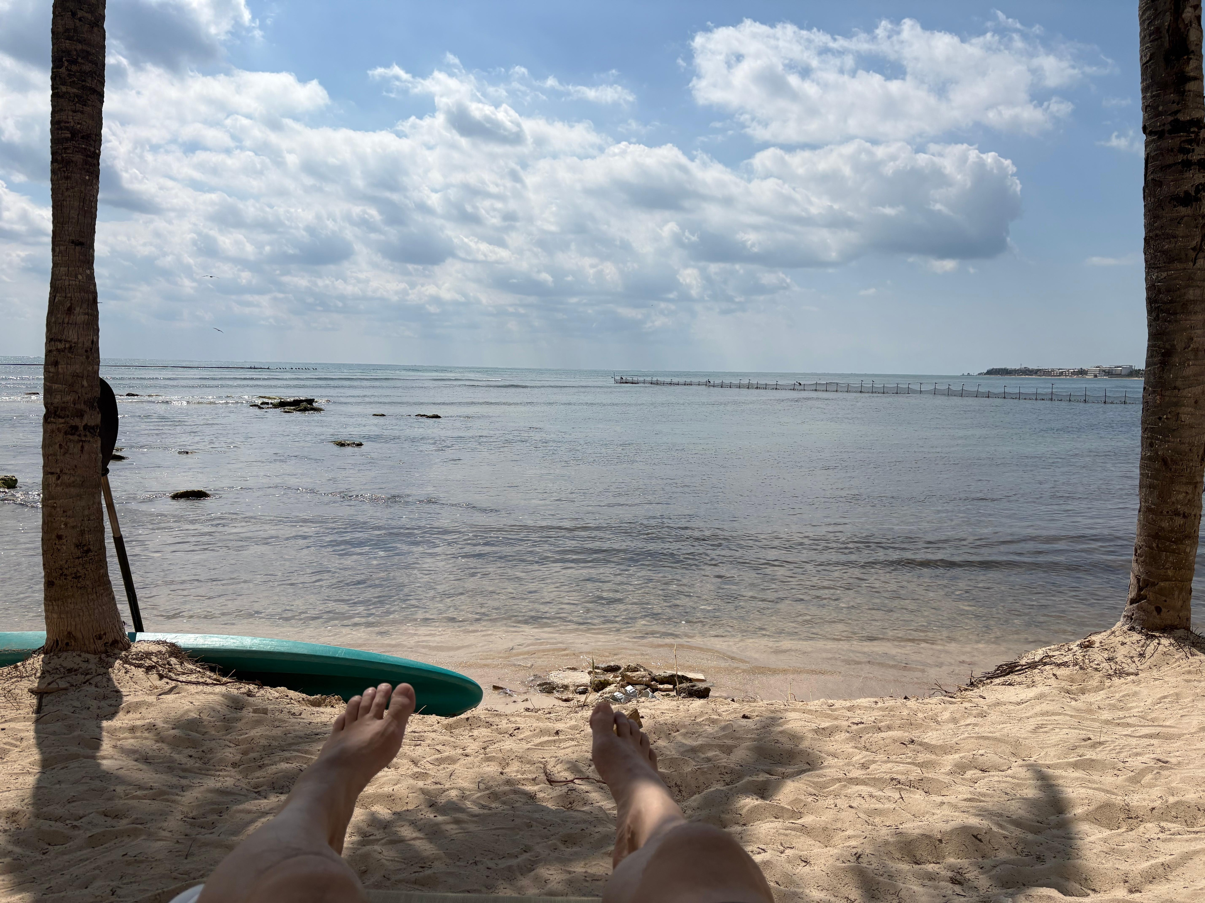 4 feet of sand in front of your feet on the beach at its widest 