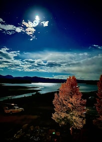 Close to a full moon view of Granby Res.