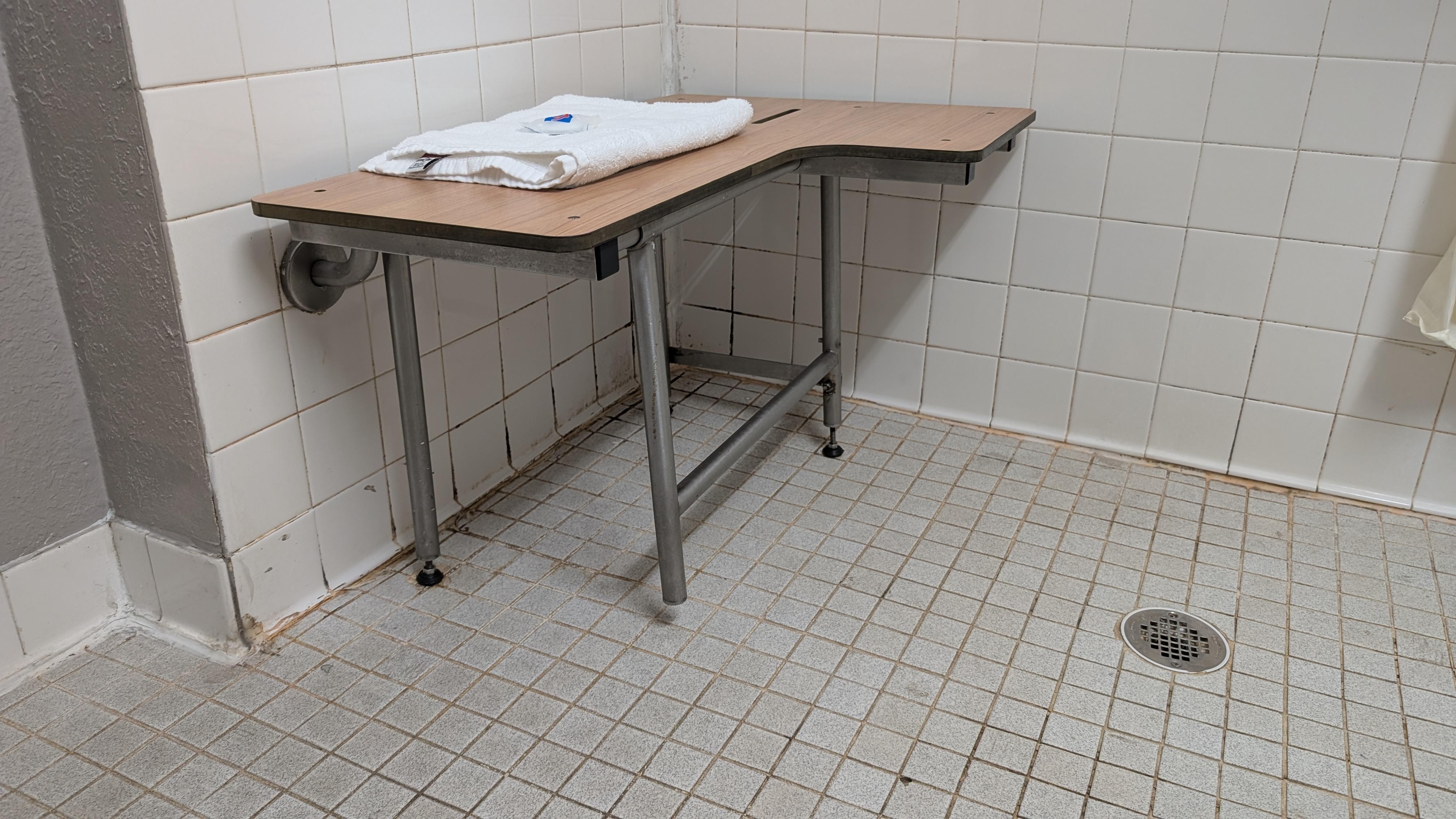 Shower seat missing one foot