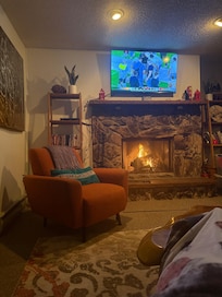 Gorgeous and cozy fireplace!